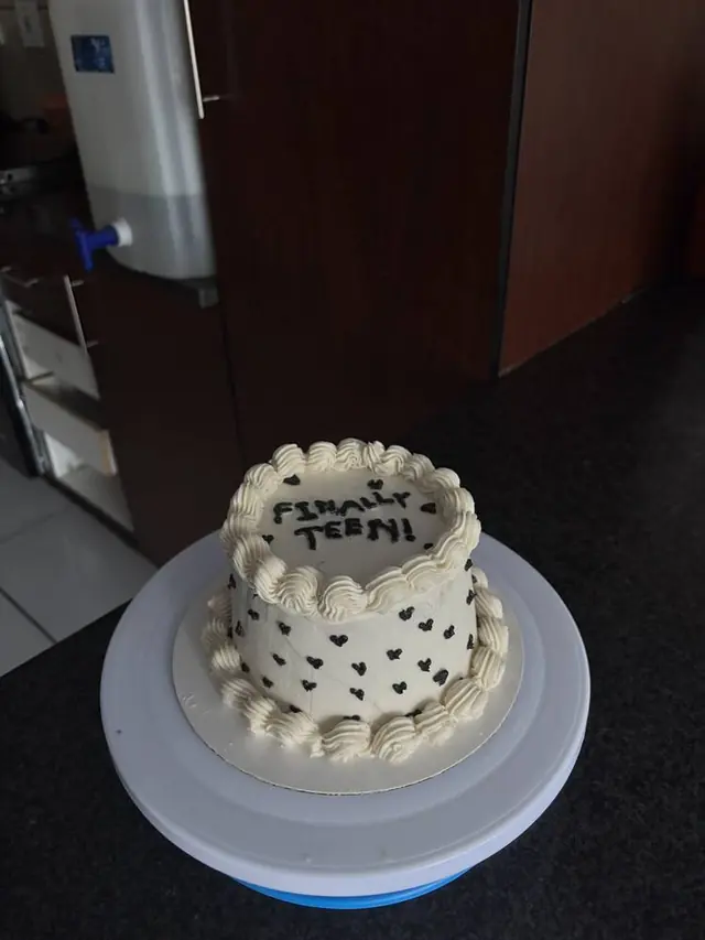 Finally teen heart cake with heart print design
