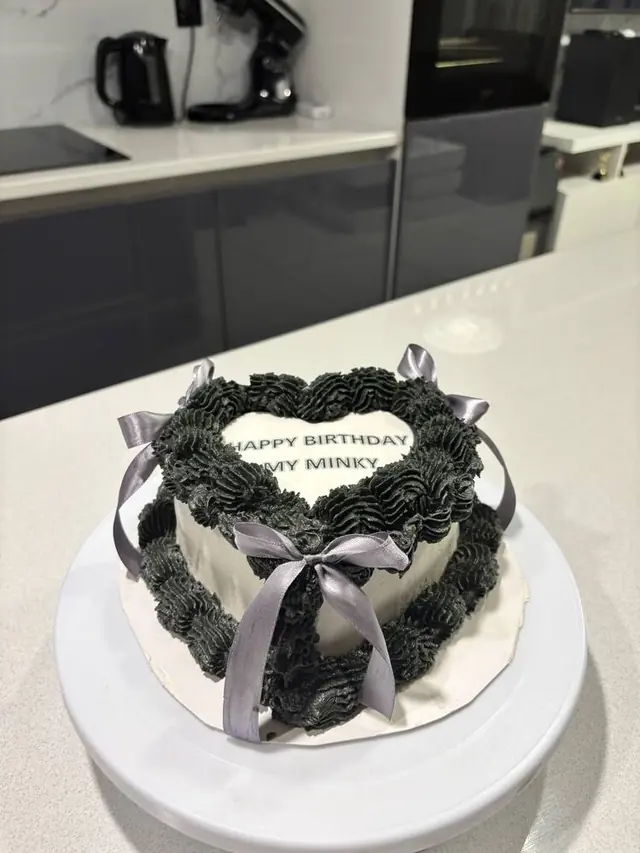 Happy Birthday My Minky black heart cake